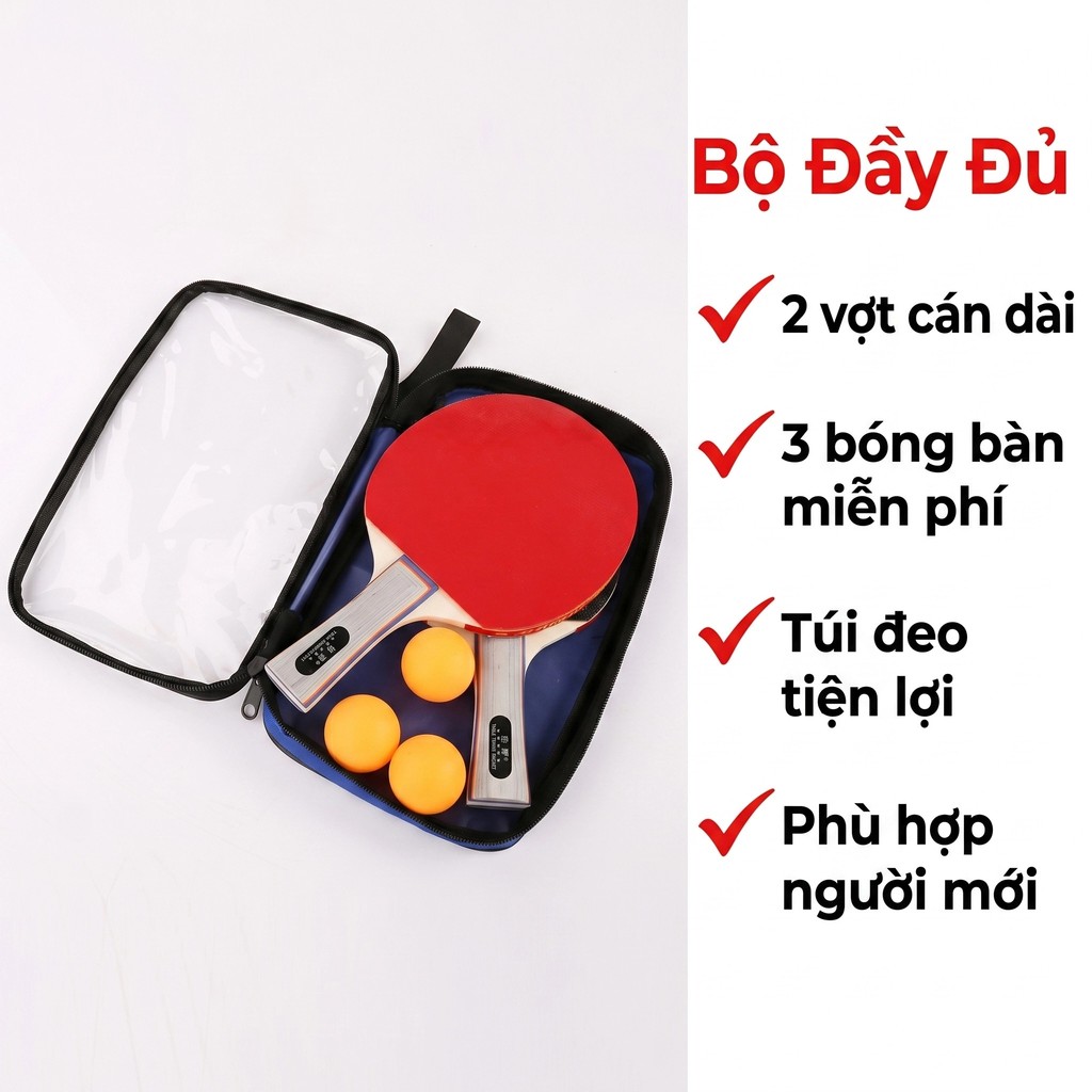 2 Chiếc Vợt Bóng Bàn Cao Cấp Thi Đấu Tiêu Chuẩn Cao - Chính Hãng+3 bóng bàn+túi bóng bàn