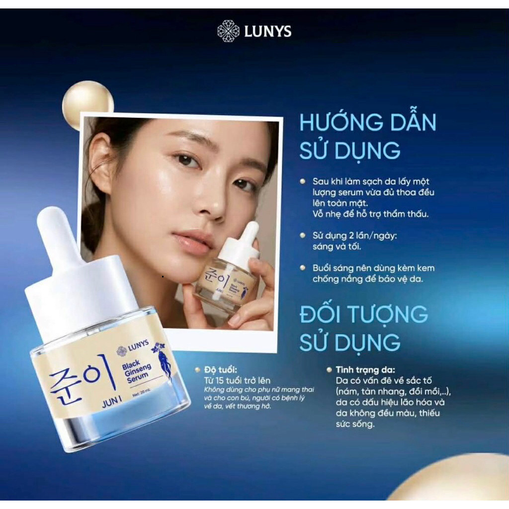 [HÀNG CÓ TEM] Tinh Chất Lunys JunI Black Ginseng Serum 20ml - Serum Làm Sáng cải Thiện Thâm Sạm & Làm Chậm Lão Hóa