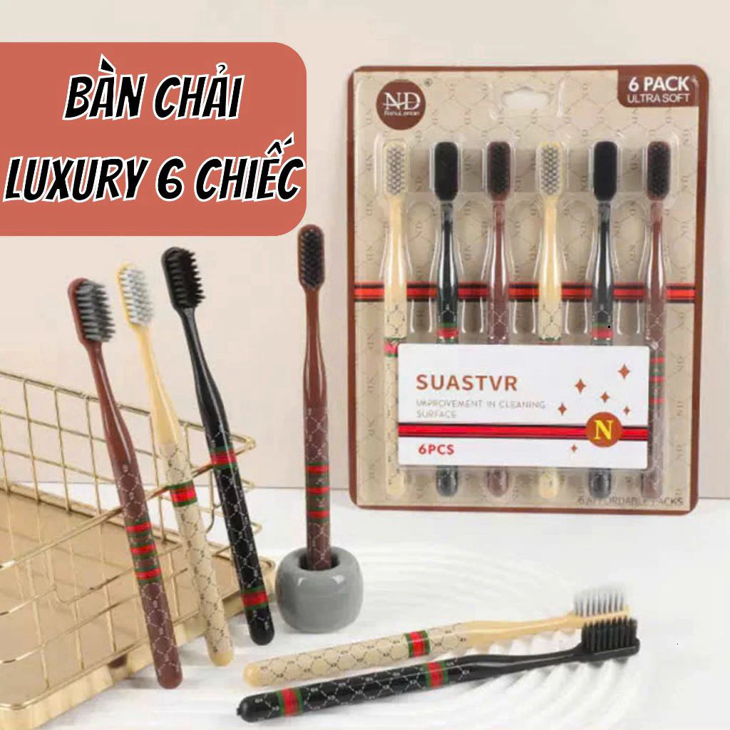 Combo 6 Bàn Chải Đánh Răng Luxury Làm Sạch Khoang Miệng - Đánh Bay Cao Răng Và Vết Ố Vàng giadungso1_vietnam