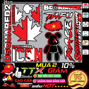 tem dsquared2, icon, tafu, race southvietnam hình dán xe siêu hót trend - team, sticker trang trí xe đẹp hết ý