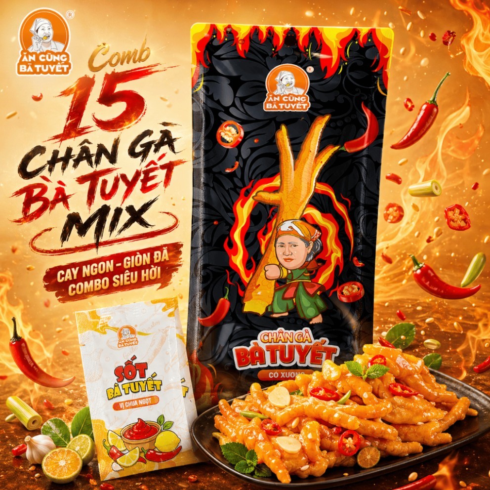 (Tặng 1 gói sốt) COMBO 15 CHÂN GÀ BÀ TUYẾT MIX - ĂN CÙNG BÀ TUYẾT M119 | BigBuy360 - bigbuy360.vn
