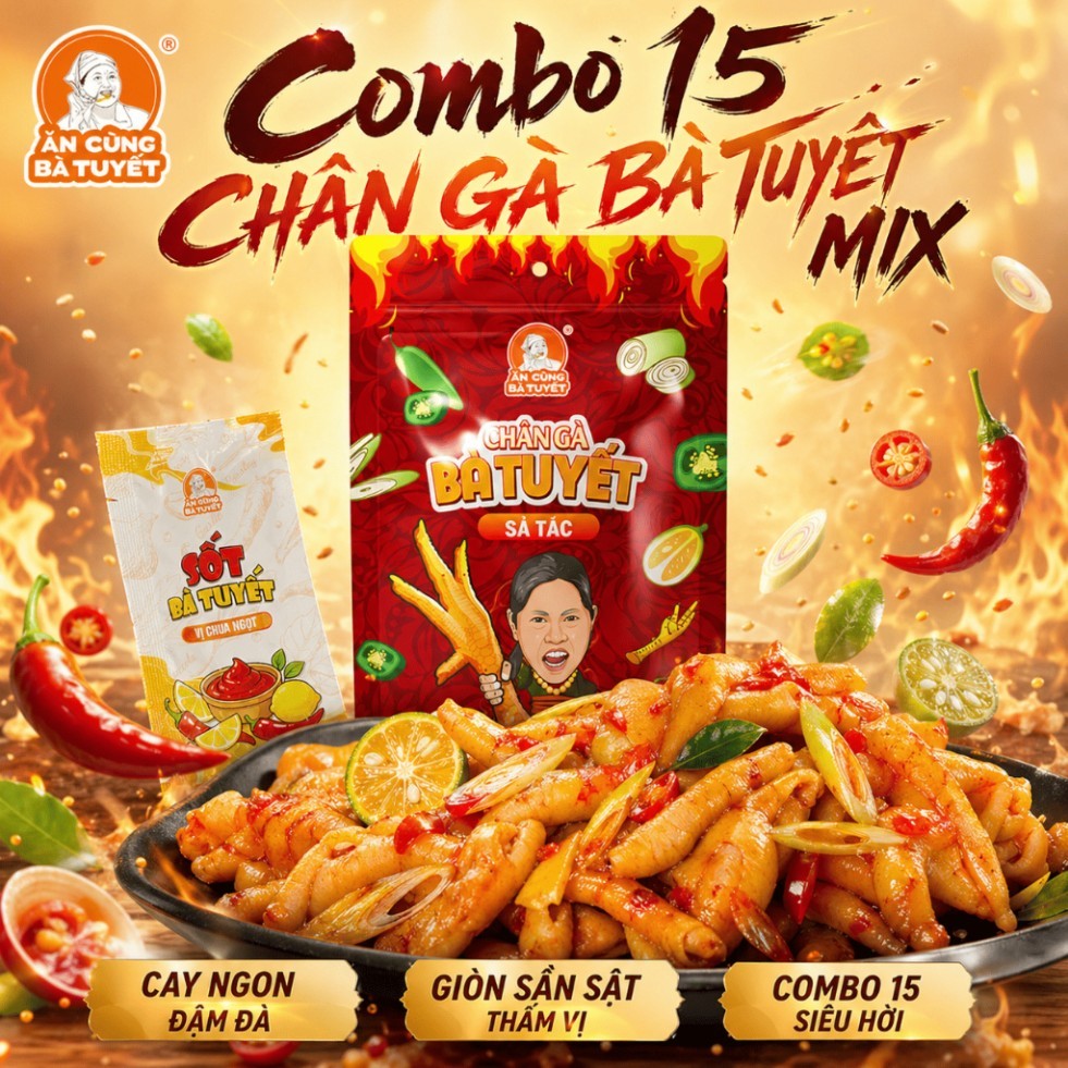 (Tặng 1 gói sốt) COMBO 15 CHÂN GÀ BÀ TUYẾT MIX - ĂN CÙNG BÀ TUYẾT M119 | BigBuy360 - bigbuy360.vn