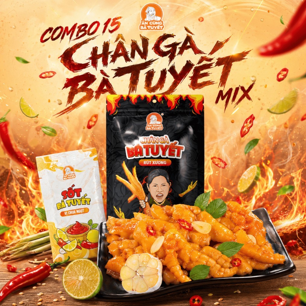 (Tặng 1 gói sốt) COMBO 15 CHÂN GÀ BÀ TUYẾT MIX - ĂN CÙNG BÀ TUYẾT M119 | BigBuy360 - bigbuy360.vn