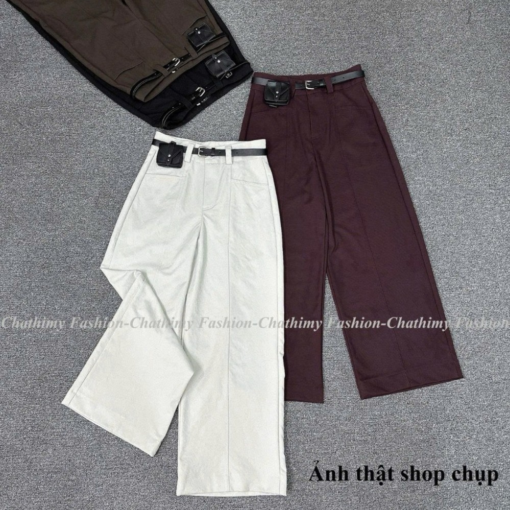 (Mua Quần Tặng Đai), Quần Suông Nữ Bigsize 40-75KG , Chất Vải Kaki Nhật L1 Mềm Co Giãn Nhẹ, Thời Trang Chathimy (6618)