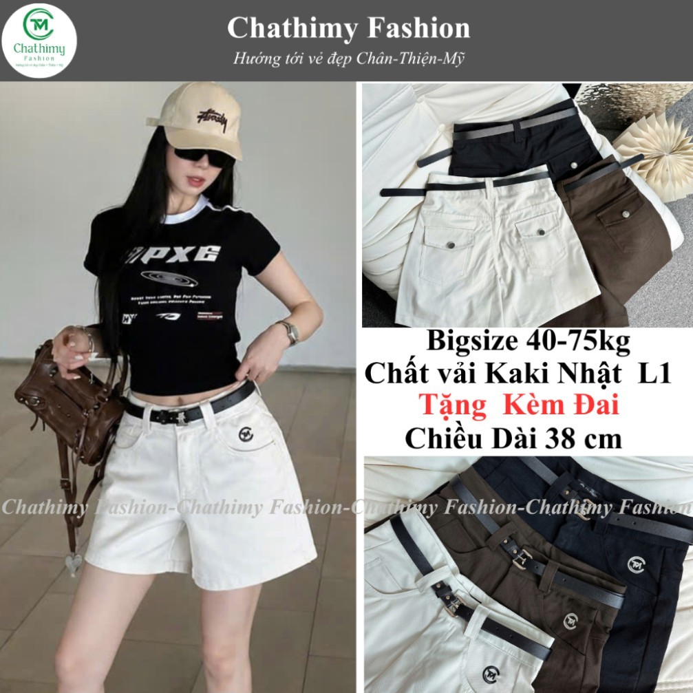 (Tặng Kèm Đai) Quần Đùi  Short Nữ Chất Kaki Nhật L1 Mềm Mại Phom A Hách Dáng, Thời Trang Chathimy  (M286)