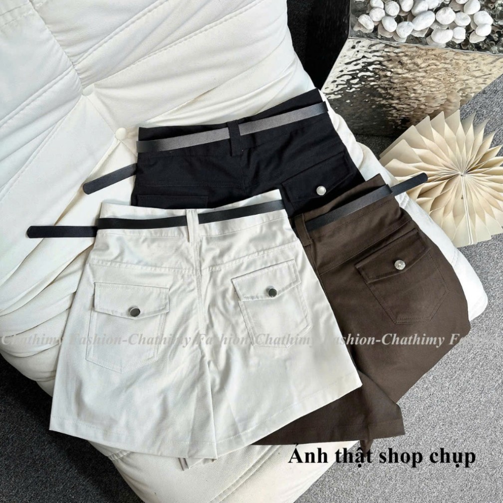 (Tặng Kèm Đai) Quần Đùi  Short Nữ Chất Kaki Nhật L1 Mềm Mại Phom A Hách Dáng, Thời Trang Chathimy  (M286)
