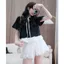 Áo Abbydoll Nữ Phối Cổ Bèo Buộc Nơ , Áo Kiểu Tay Bồng Cúc Dọc Tiểu Thư Hàn quốc