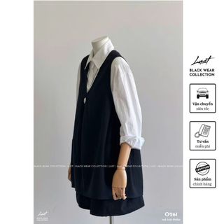Set Áo Sơ Mi Form Rộng Phối Ghi Lê Quần Short LUST Set Đồ Nữ Phong Cách Hàn Vintage Trẻ Trung O261