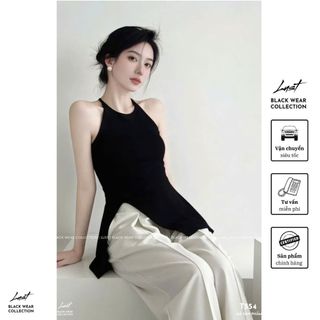 Set Áo Sát Nách Cổ Yếm Xẻ Tà Phối Quần Dài Ống Xuông LUST Set Yếm Nữ Cách Điệu Hàng Quảng Châu T554
