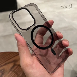 Ốp điện thoại từ tính siêu mỏng trong suốt cho iPhone 17 16 15 14 Plus 13 ProMax 12 11 Pro Vỏ cứng chống sốc trong suốt