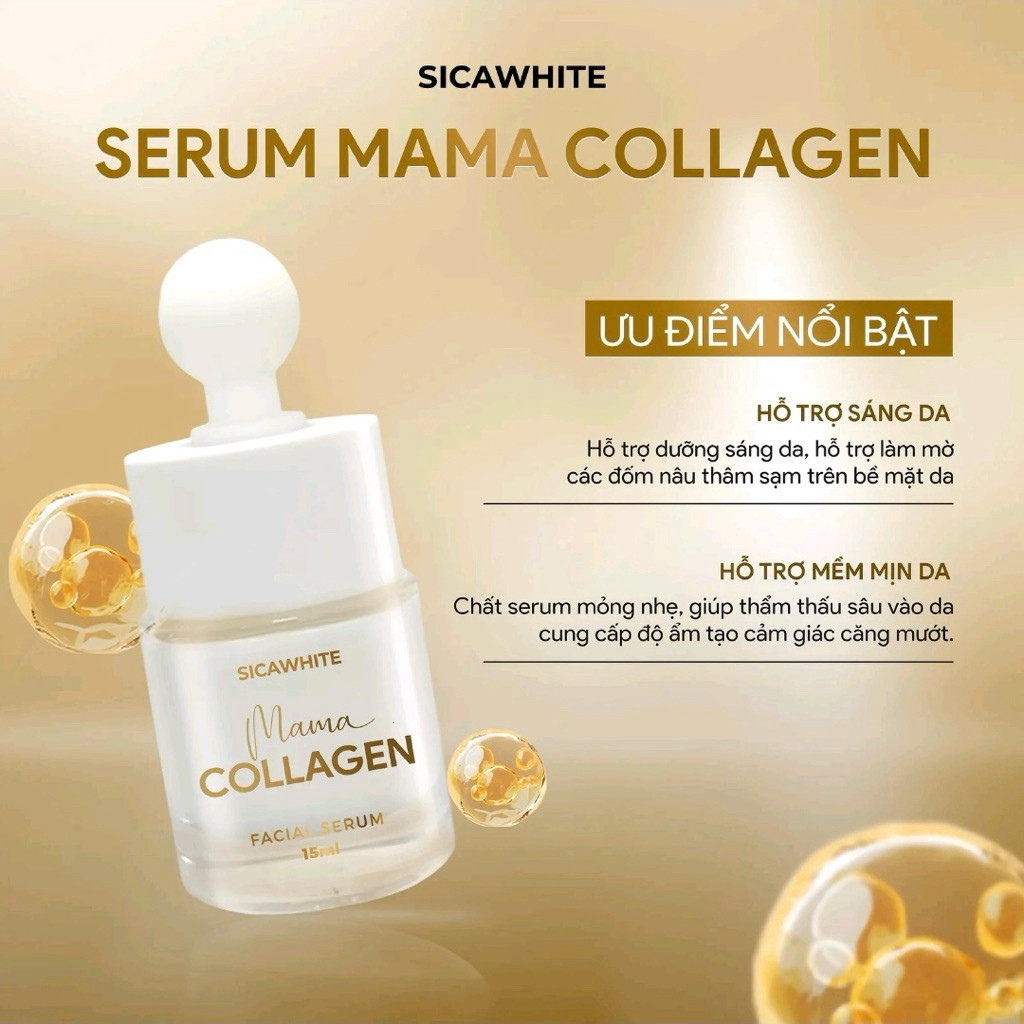 Tinh Chất Serum Mama Collagen (15ml) Hỗ Trợ Dưỡng Sáng Da, Hỗ Trợ Cải Thiện Tình Trạng Nám, Thâm Sạm - SICAWHITE