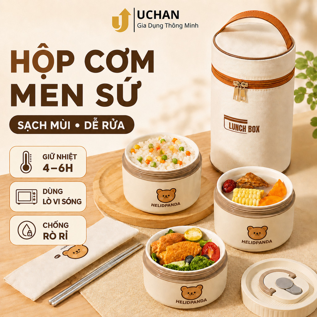 Hộp đựng cơm văn phòng giữ nhiệt men sứ chịu nhiệt tốt, Camen đựng cơ...