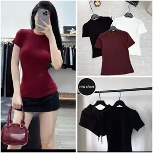 Áo Thun Babytee Trơn Cổ Tròn Tay Ngắn Chất Bozip Mềm Mịn Co Dãn 4 Chiều