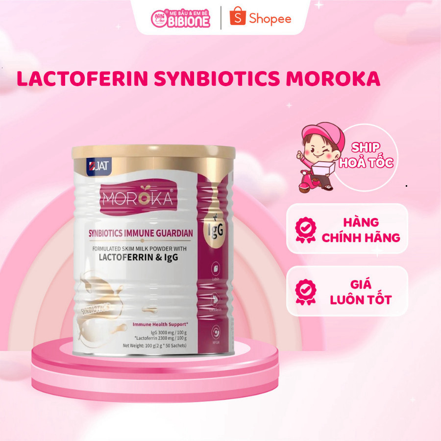 Lactoferrin MOROKA Synbiotics Hộp 50 gói Tăng Đề Kháng, Hỗ Trợ Tiêu Hóa, Trí Não, Thị Lực - BibiOne 3 - BIBIONECOMBODISI