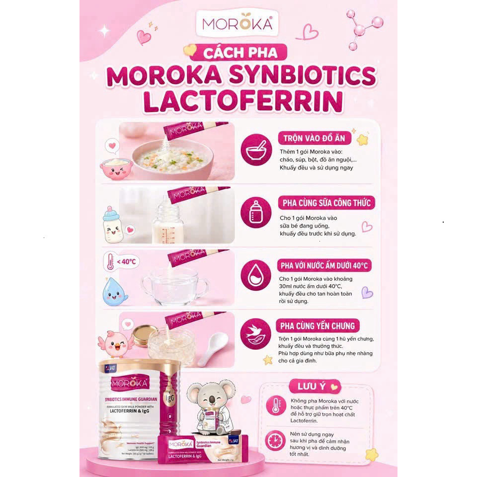 Lactoferrin MOROKA Synbiotics Hộp 50 gói Tăng Đề Kháng, Hỗ Trợ Tiêu Hóa, Trí Não, Thị Lực - BibiOne 3 - BIBIONECOMBODISI
