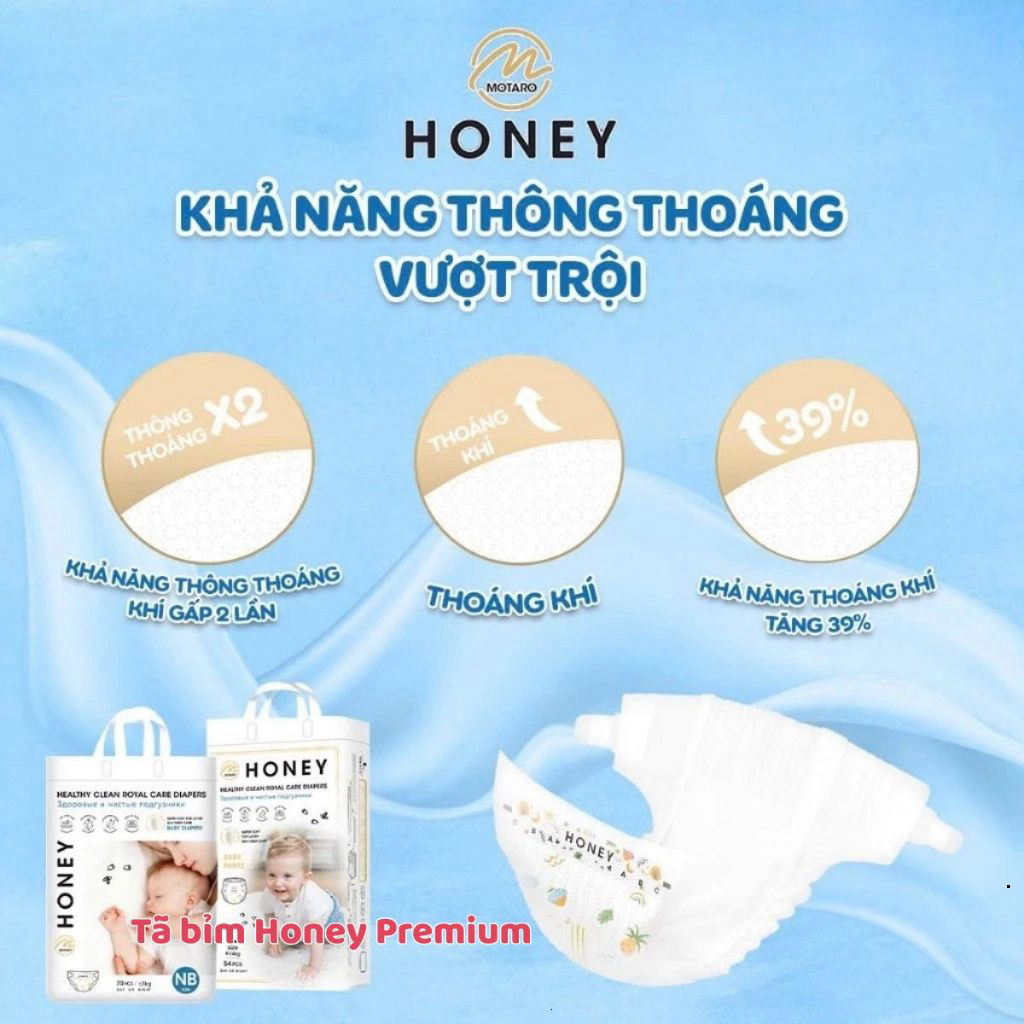 Tã Quần Honey Premium Chính Hãng Tơ tằm siêu mỏng nhẹ, thấm hút tốt đủ size cho bé
