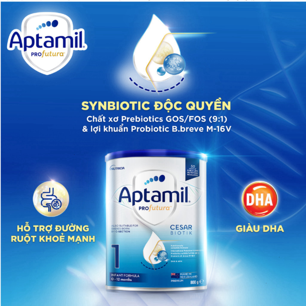 [DATE MỚI - KÈM QUÀ] Sữa bột Aptamil Profutura Kid Cesarbiotik New Zealand - Synbiotic độc quyền - Bibione