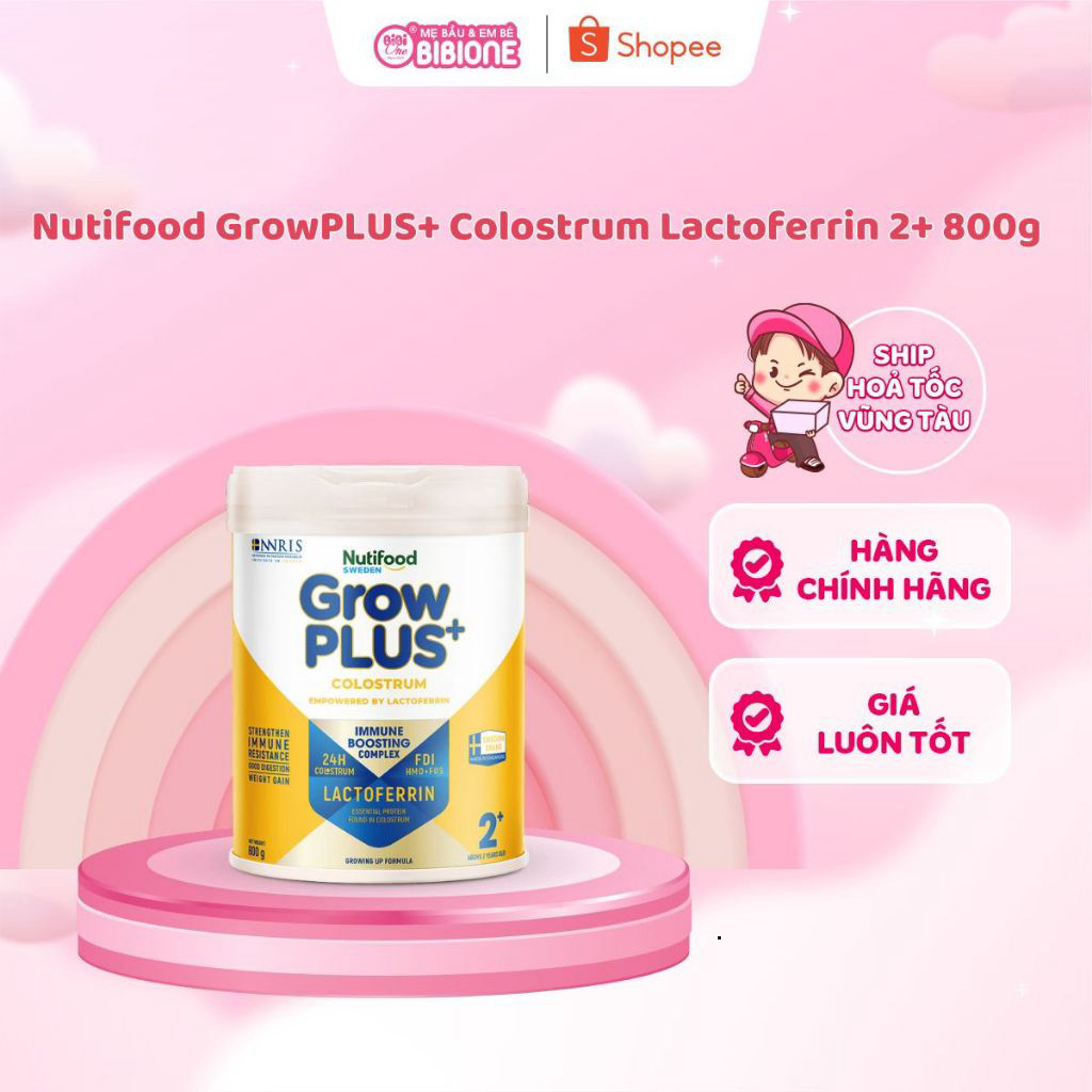 Sữa bột Nutifood Sweden GrowPLUS+ Colostrum Lactoferrin 800g - BIBIONECOMBODISINH