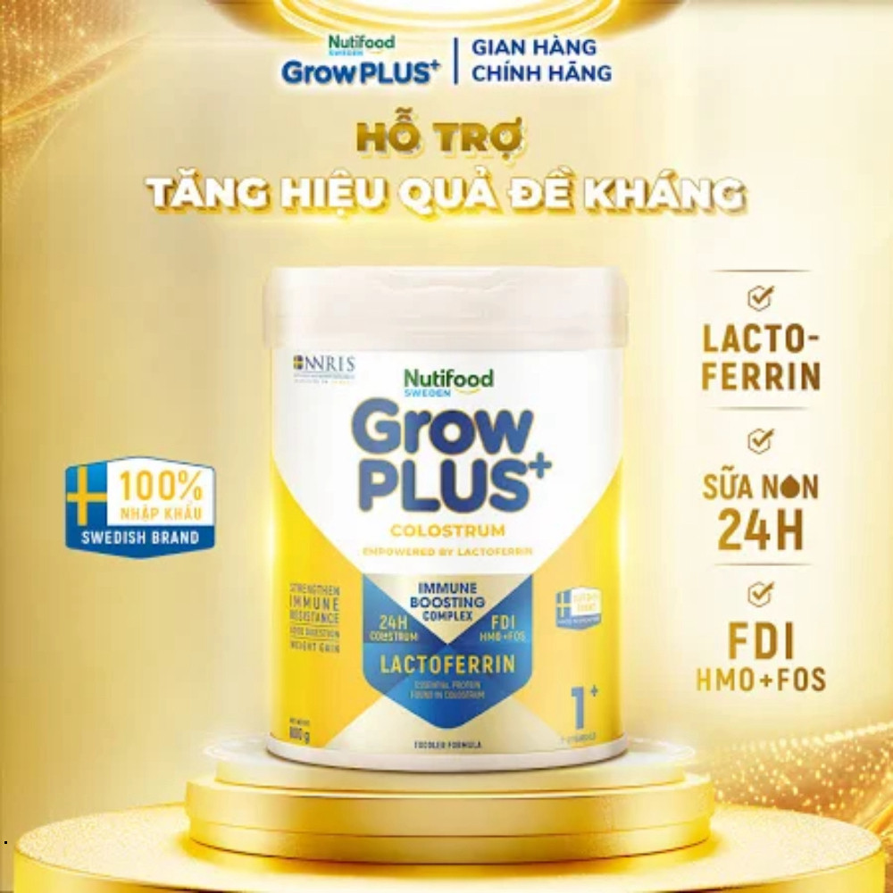 Sữa bột Nutifood Sweden GrowPLUS+ Colostrum Lactoferrin 800g - BIBIONECOMBODISINH
