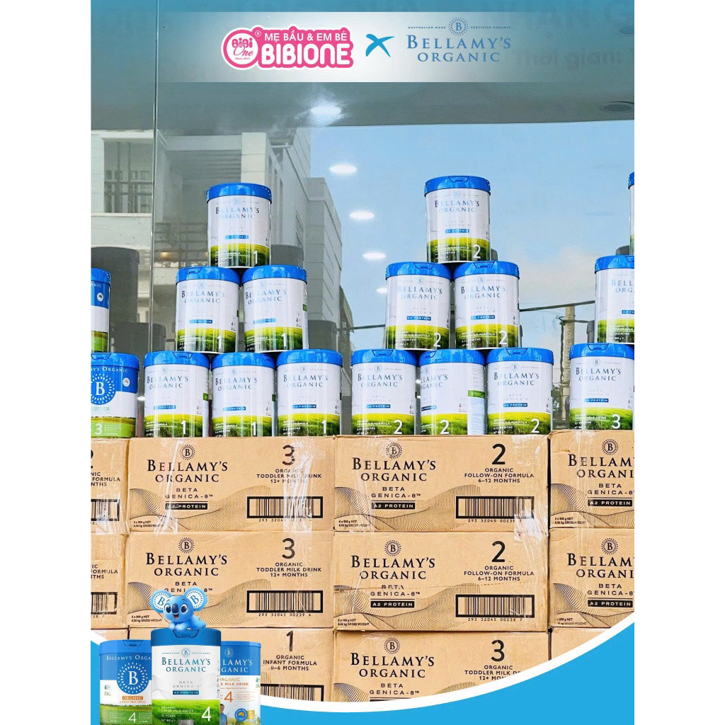Sữa Bellamy's Organic A2 800g số 1,2,3,4 hỗ trợ tiêu hóa, phát triển toàn diện cho bé - BibiOne