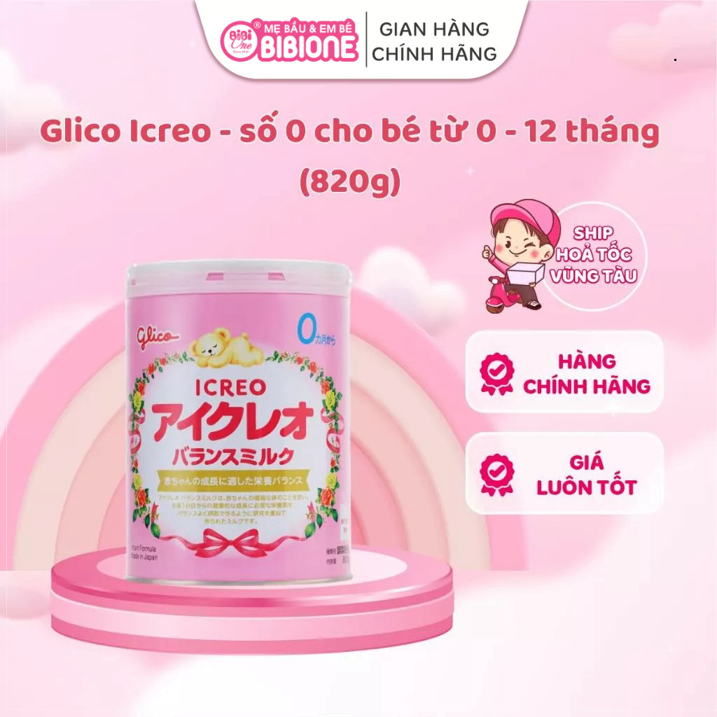 Sữa Bột Glico Icreo Đủ Số 0,1,2 Lon 820g Nhật Bản Nội Địa - Hỗ Trợ Tiêu Hóa Tăng Cân - BIBIONECOMBODISINH
