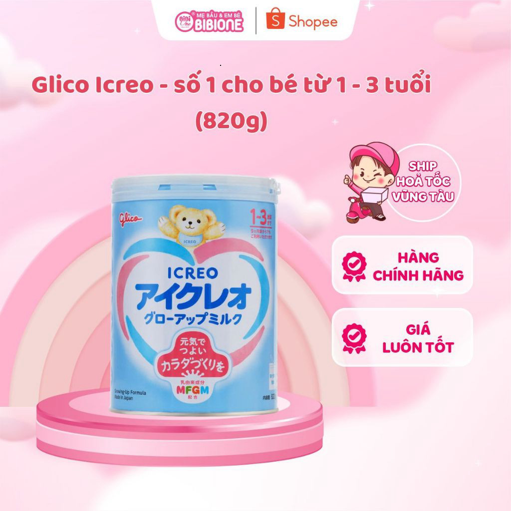 Sữa Bột Glico Icreo Đủ Số 0,1,2 Lon 820g Nhật Bản Nội Địa - Hỗ Trợ Tiêu Hóa Tăng Cân - BIBIONECOMBODISINH