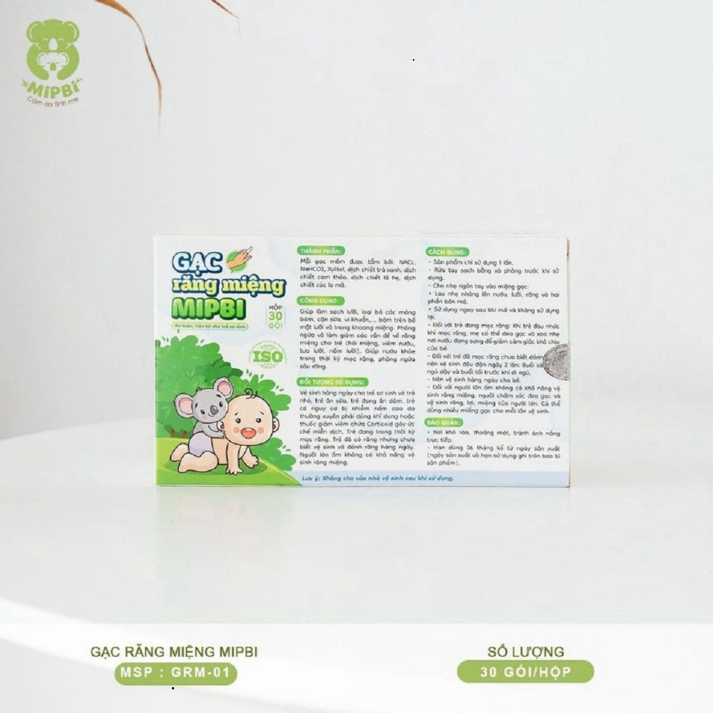 Gạc Rơ Lưỡi Răng Miệng Mipbi CHiết Xuất Hoa Cúc La Mã An Toàn Cho Bé (Hộp 30 gói) - BIBIONECOMBODISINH
