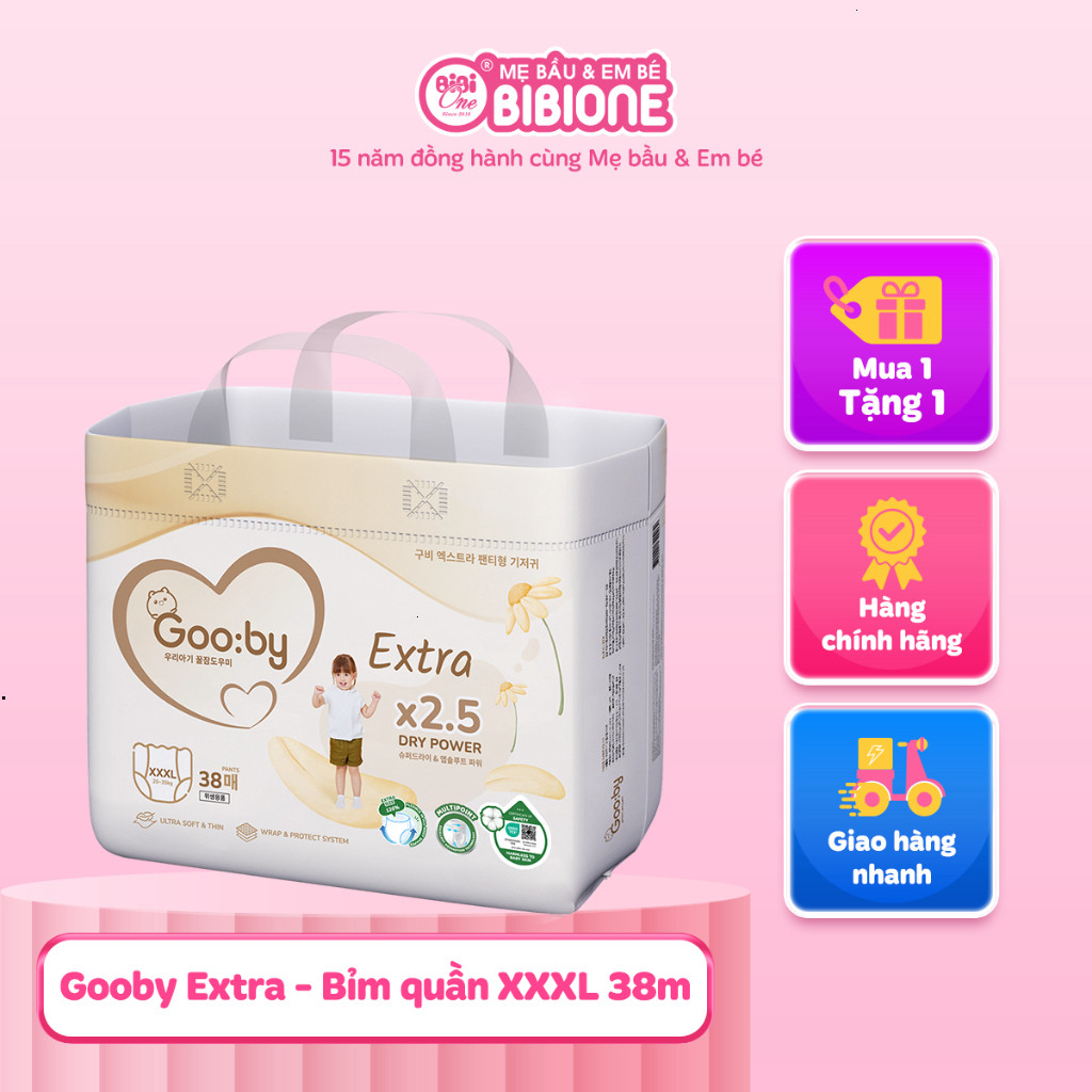 Tã/bỉm quần dán Gooby Extra  chống tràn hiệu quả cho bé đủ size từ 6kg - 24kg - BIBIONECOMBODISINH
