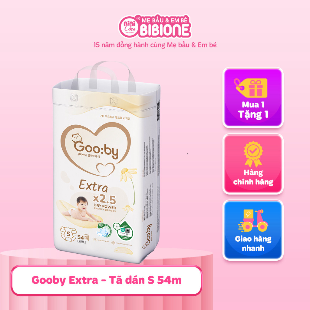 Tã/bỉm quần dán Gooby Extra  chống tràn hiệu quả cho bé đủ size từ 6kg - 24kg - BIBIONECOMBODISINH