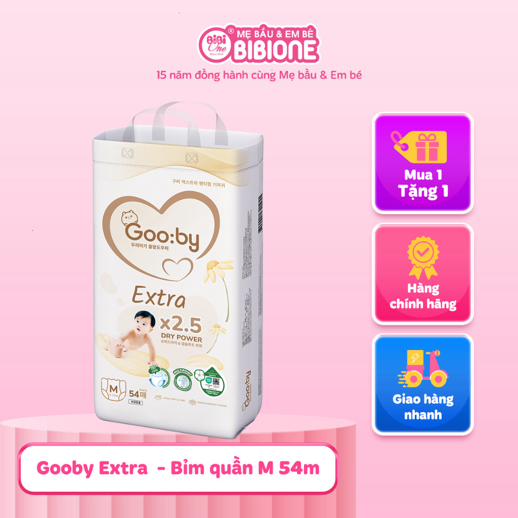Tã/bỉm quần dán Gooby Extra  chống tràn hiệu quả cho bé đủ size từ 6kg - 24kg - BIBIONECOMBODISINH