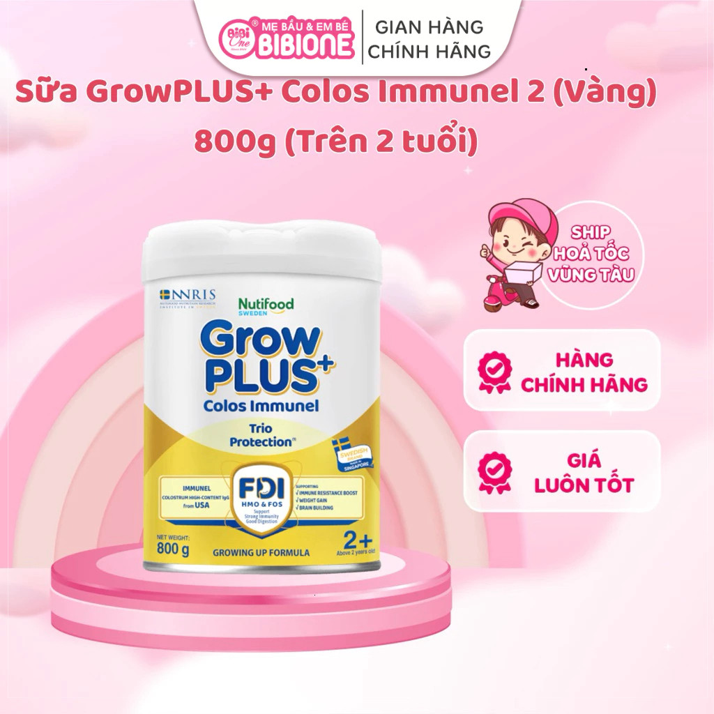 [DATE T8/2027] Sữa Bột Nutifood Sweden GrowPLUS+ Sữa Non Immunel Lon 800g 0+/1+/2+ - BIBIONECOMBODISINH