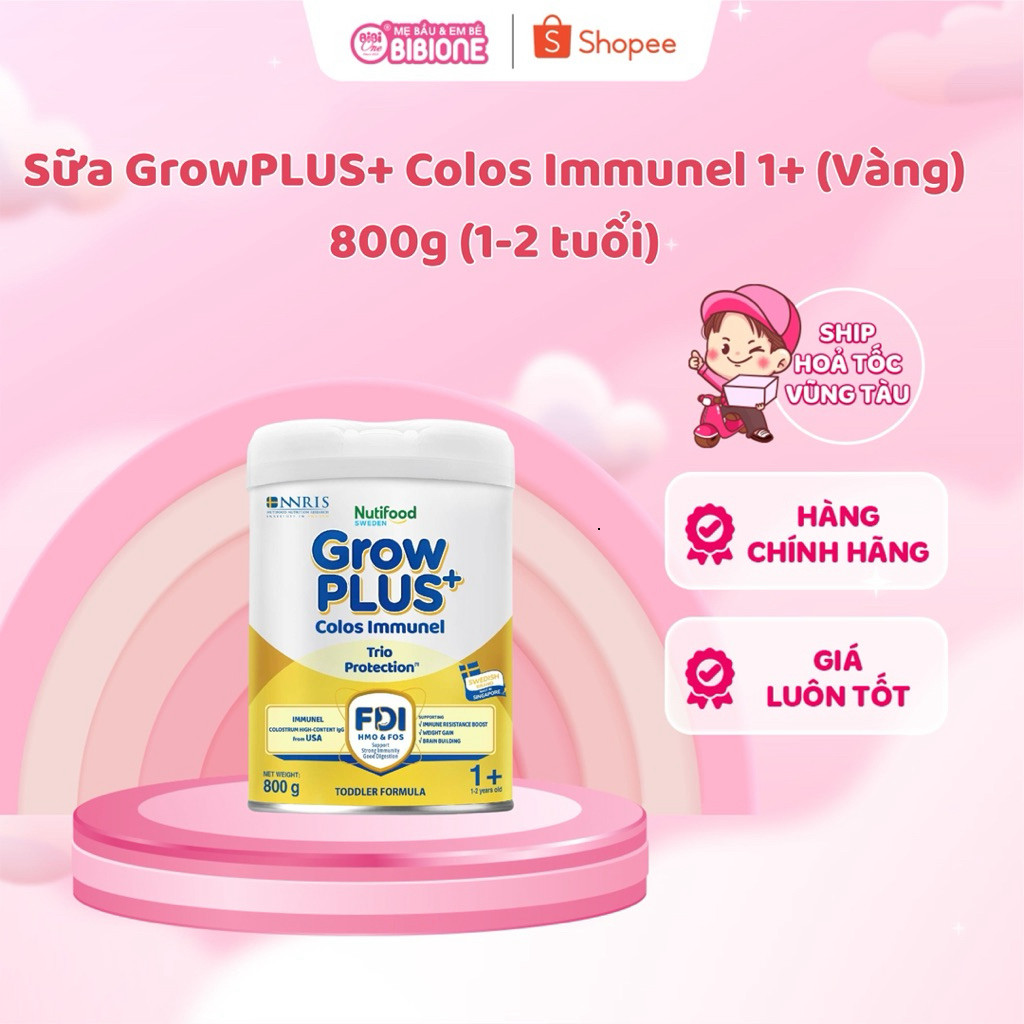 [DATE T8/2027] Sữa Bột Nutifood Sweden GrowPLUS+ Sữa Non Immunel Lon 800g 0+/1+/2+ - BIBIONECOMBODISINH