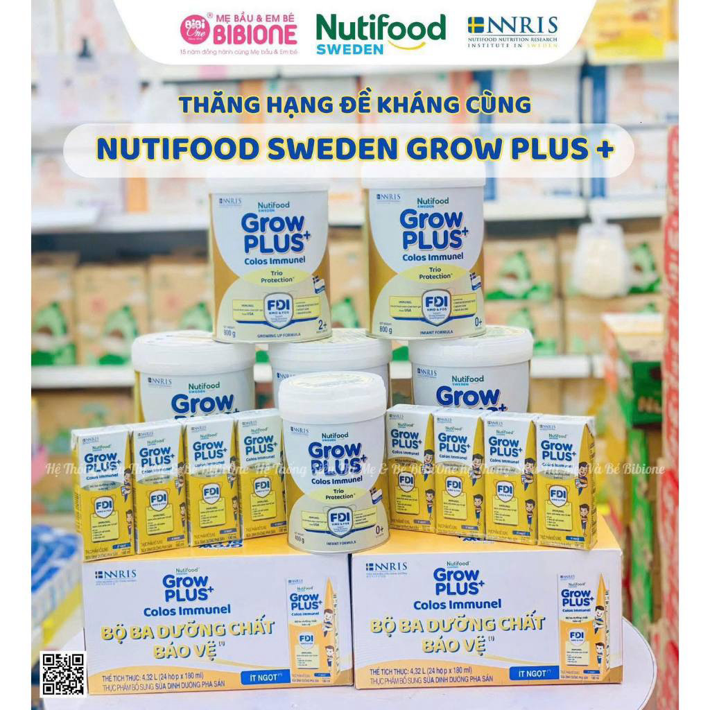[DATE T8/2027] Sữa Bột Nutifood Sweden GrowPLUS+ Sữa Non Immunel Lon 800g 0+/1+/2+ - BIBIONECOMBODISINH