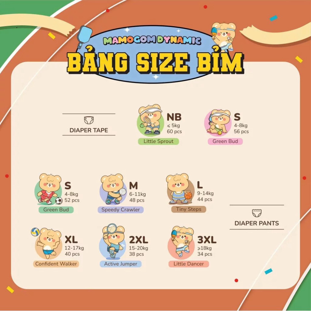 Tã/bỉm Mamogom Dynamic siêu mỏng mềm mại, chống tràn, thấm hút tốt đủ size cho bé - (BIBIONE) - BIBIONECOMBODISINH