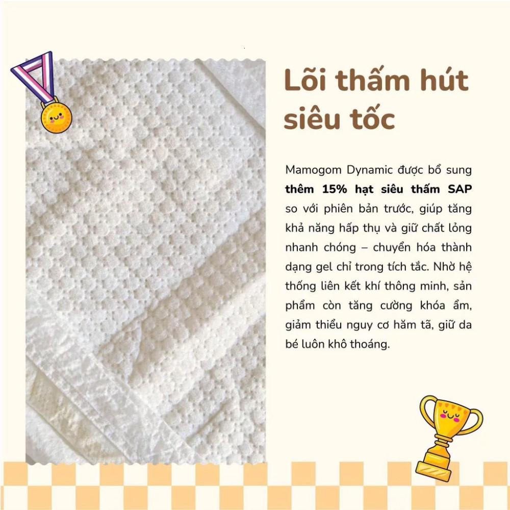 Tã/bỉm Mamogom Dynamic siêu mỏng mềm mại, chống tràn, thấm hút tốt đủ size cho bé - (BIBIONE) - BIBIONECOMBODISINH