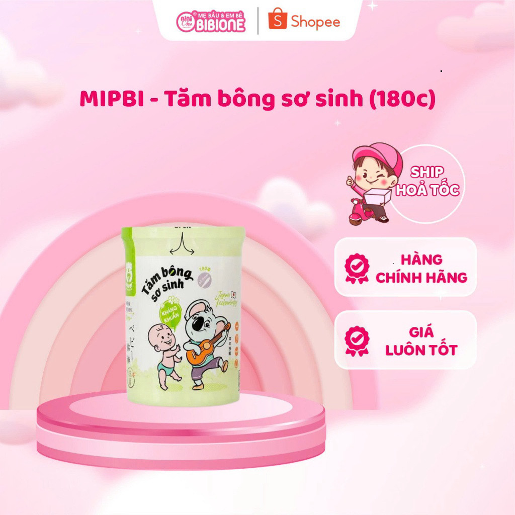 Tăm Bông Sơ Sinh Kháng Khuẩn MIPBI Mẫu Mới - 180 que - BIBIONECOMBODISINH