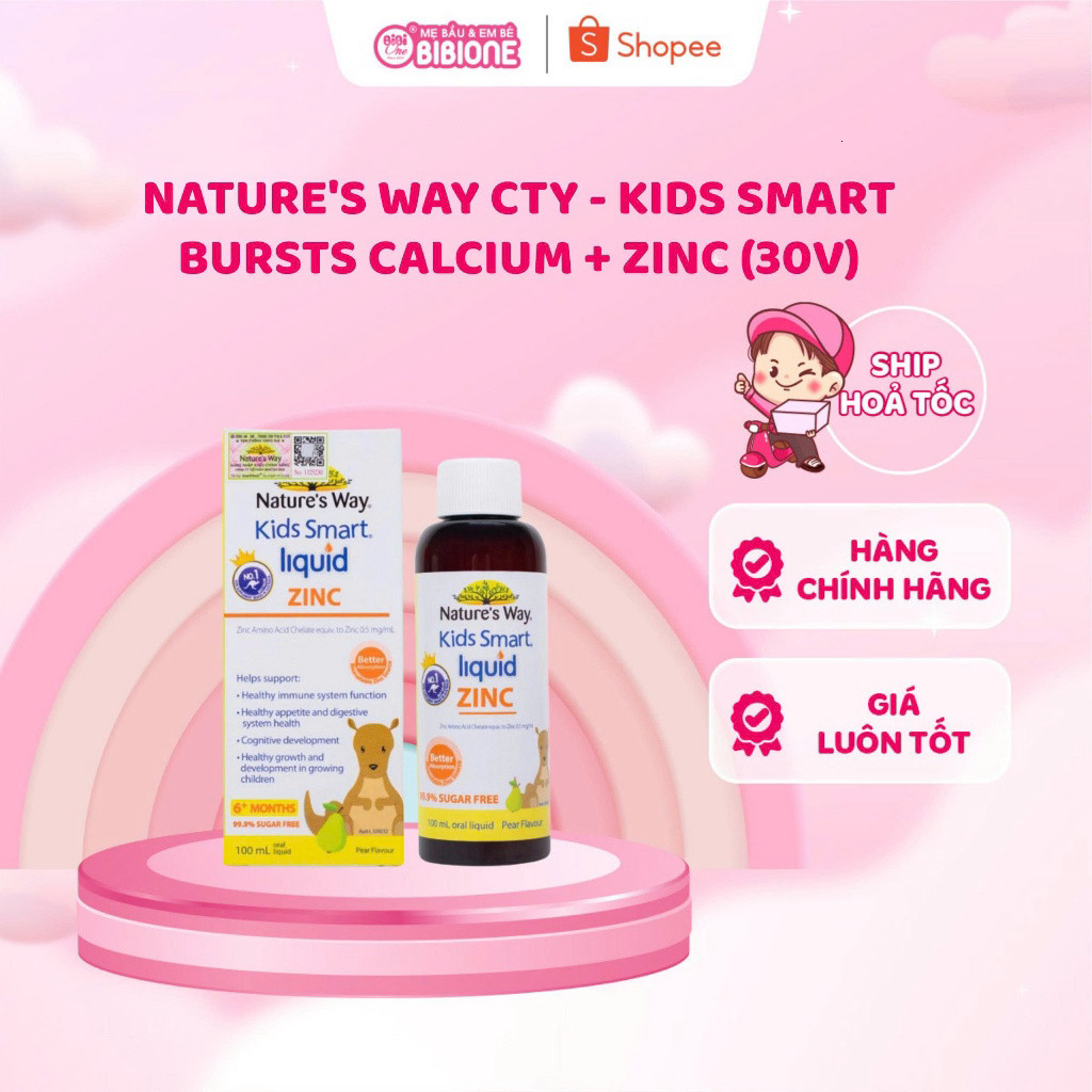 Siro Uống Nature's Way Kids Smart Liquid Zinc Bổ Sung Kẽm, Hỗ Trợ Tăng Cường Đề Kháng Cho Bé 100ml