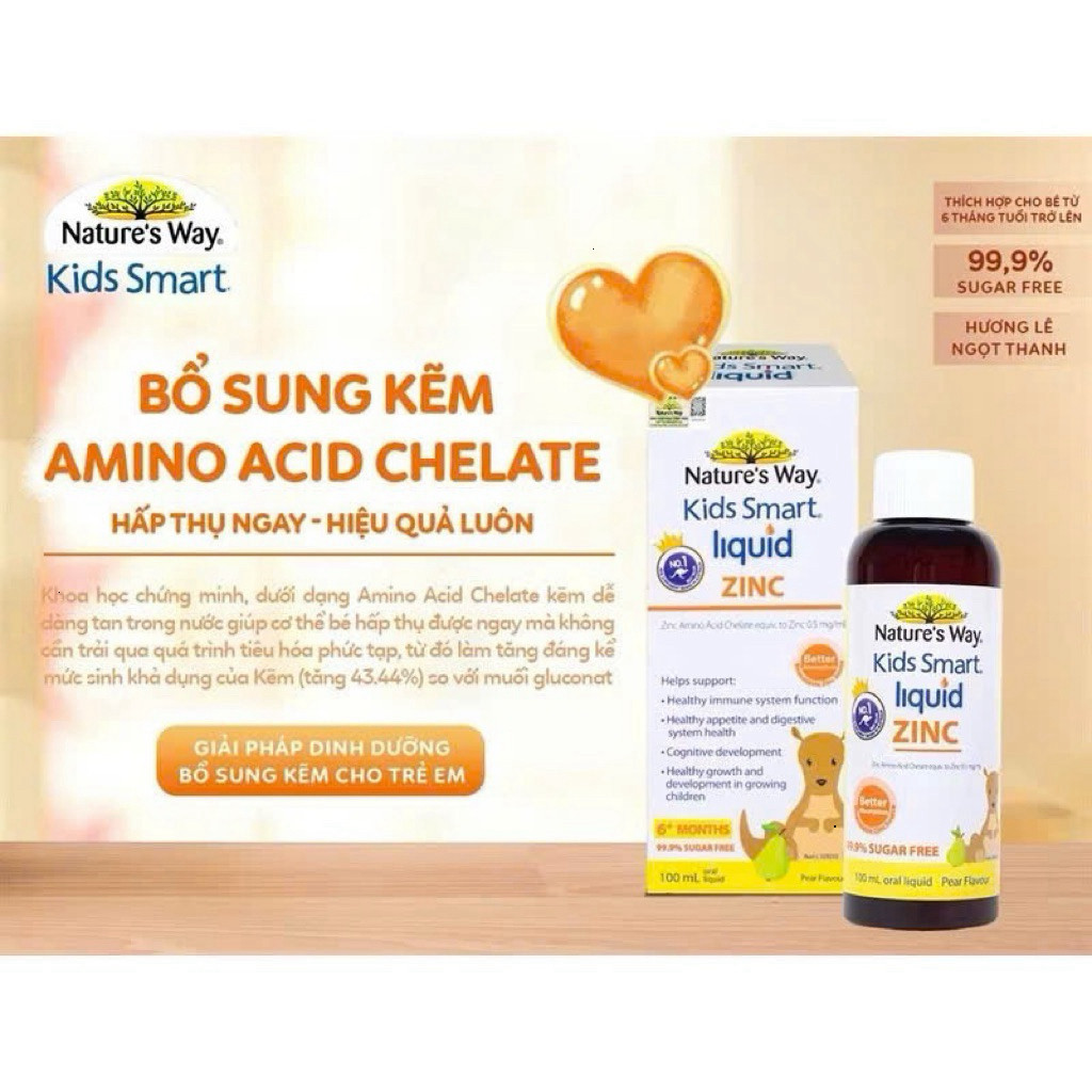 Siro Uống Nature's Way Kids Smart Liquid Zinc Bổ Sung Kẽm, Hỗ Trợ Tăng Cường Đề Kháng Cho Bé 100ml