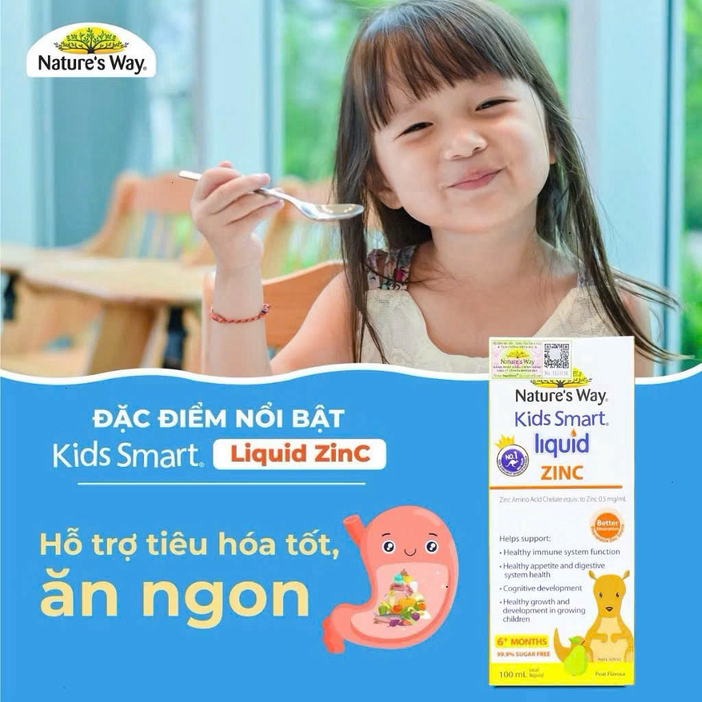 Siro Uống Nature's Way Kids Smart Liquid Zinc Bổ Sung Kẽm, Hỗ Trợ Tăng Cường Đề Kháng Cho Bé 100ml