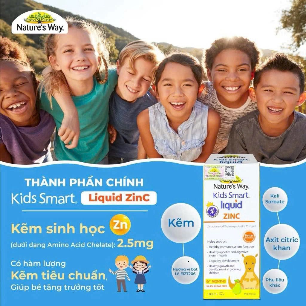 Siro Uống Nature's Way Kids Smart Liquid Zinc Bổ Sung Kẽm, Hỗ Trợ Tăng Cường Đề Kháng Cho Bé 100ml