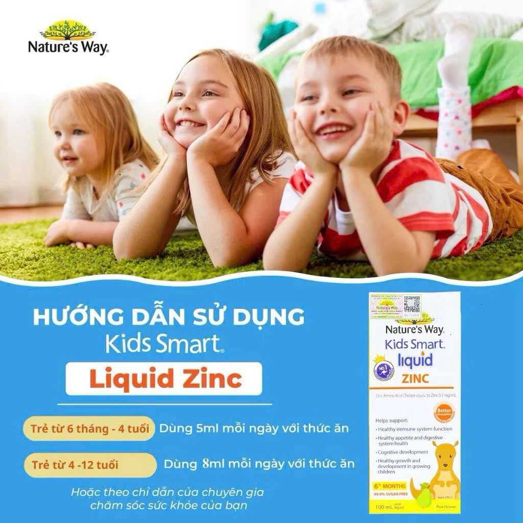 Siro Uống Nature's Way Kids Smart Liquid Zinc Bổ Sung Kẽm, Hỗ Trợ Tăng Cường Đề Kháng Cho Bé 100ml