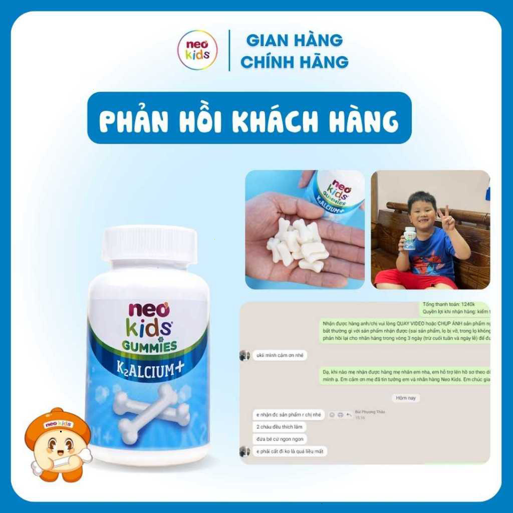 Gummies canxi vị sữa chua NeoKids hộp 60 viên nhai - BIBIONECOMBODISINH