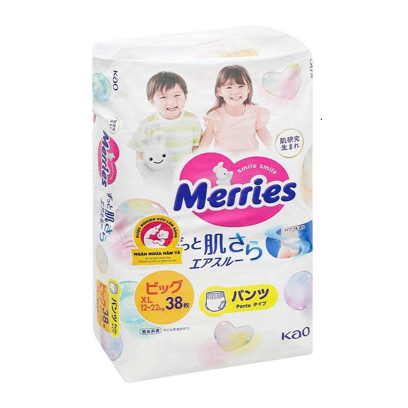 Tã dán/ Tã quần Merries CHÍNH HÃNG cho bé | Size NB76 S70 M56 L54 XL44 | Mềm mại, thấm hút tốt - BIBIONECOMBODISINH
