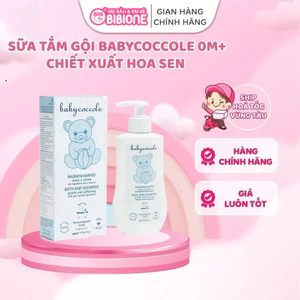 Sữa tắm gội cho bé Babycoccole 0M+ chiết xuất hoa sen an toàn cho trẻ sơ sinh 250ml-400ml - BIBIONECOMBODISINH