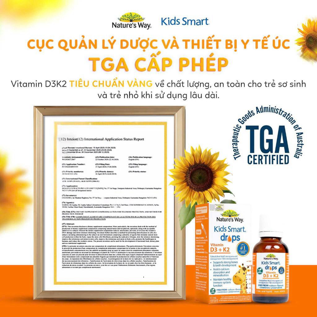 Vitamin D3k2 Nature's Way, Giúp Bổ sung Vitamin D3K2 Cho Trẻ Sơ Sinh Giúp Xương Và Răng Chắc Khỏe