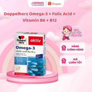 Omega 3 Doppelherz Viên Ăn Uống Folic Acid Vitamin B6, B12 30 Hộp Chuẩn Dược - BibiOne - BIBIONECOMBODISINH