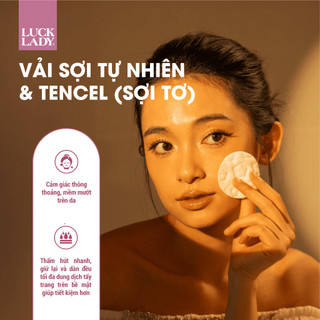 Bông tẩy trang Luck Lady dạng hộp 120 miếng, kích thước bông 58mm, mềm mịn, làm sạch da, an toàn cho da,skincare làm đ
