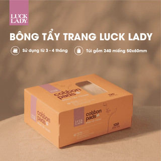 Bông tẩy trang Luck Lady dạng hộp 120 miếng, kích thước bông 58mm, mềm mịn, làm sạch da, an toàn cho da,skincare làm đ