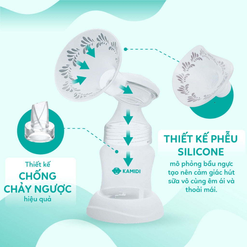 Máy Hút Sữa Có Dây Kamidi Max Máy Hút Sữa Điện Đôi Phễu Hút Silicon Mềm Mại Kèm Bình Sữa và Núm Ti