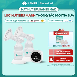 Máy Hút Sữa Có Dây Kamidi Max Máy Hút Sữa Điện Đôi Phễu Hút Silicon Mềm Mại Kèm Bình Sữa và Núm Ti